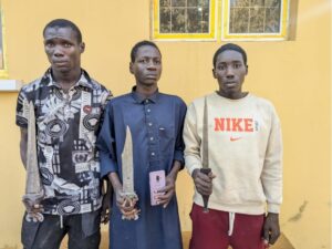 Three Suspected Armed Robbers found With Sharp Knives Arrested By Kano State Police