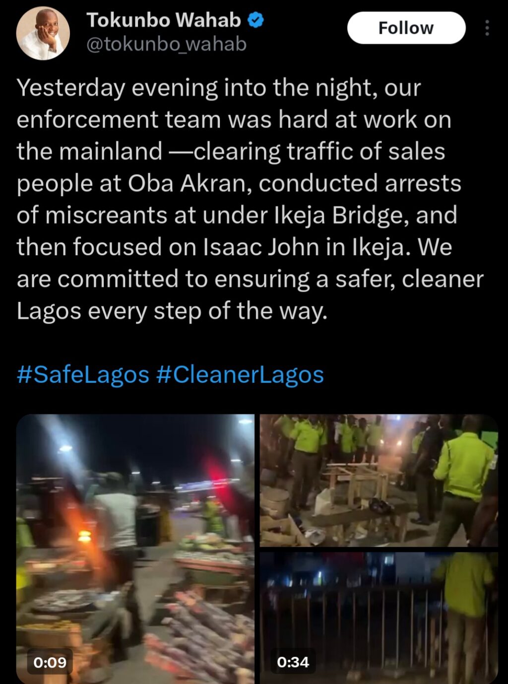 Lagos State Law Enforcement Confiscate Roadside Goods