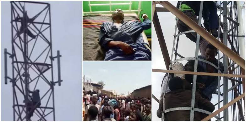 27-year-old- man climbs Telecom mast in Gombe threaten suicide over debt.